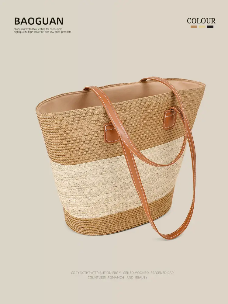 Large Straw Bag for Women Commuter Tote Bag - Image 8