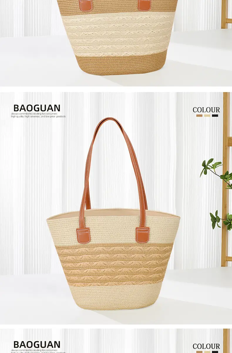 Large Straw Bag for Women Commuter Tote Bag — feature 10