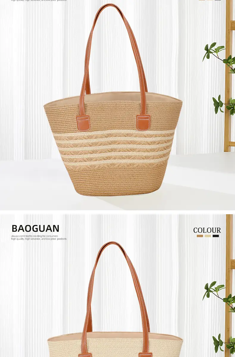 Large Straw Bag for Women Commuter Tote Bag — feature 11
