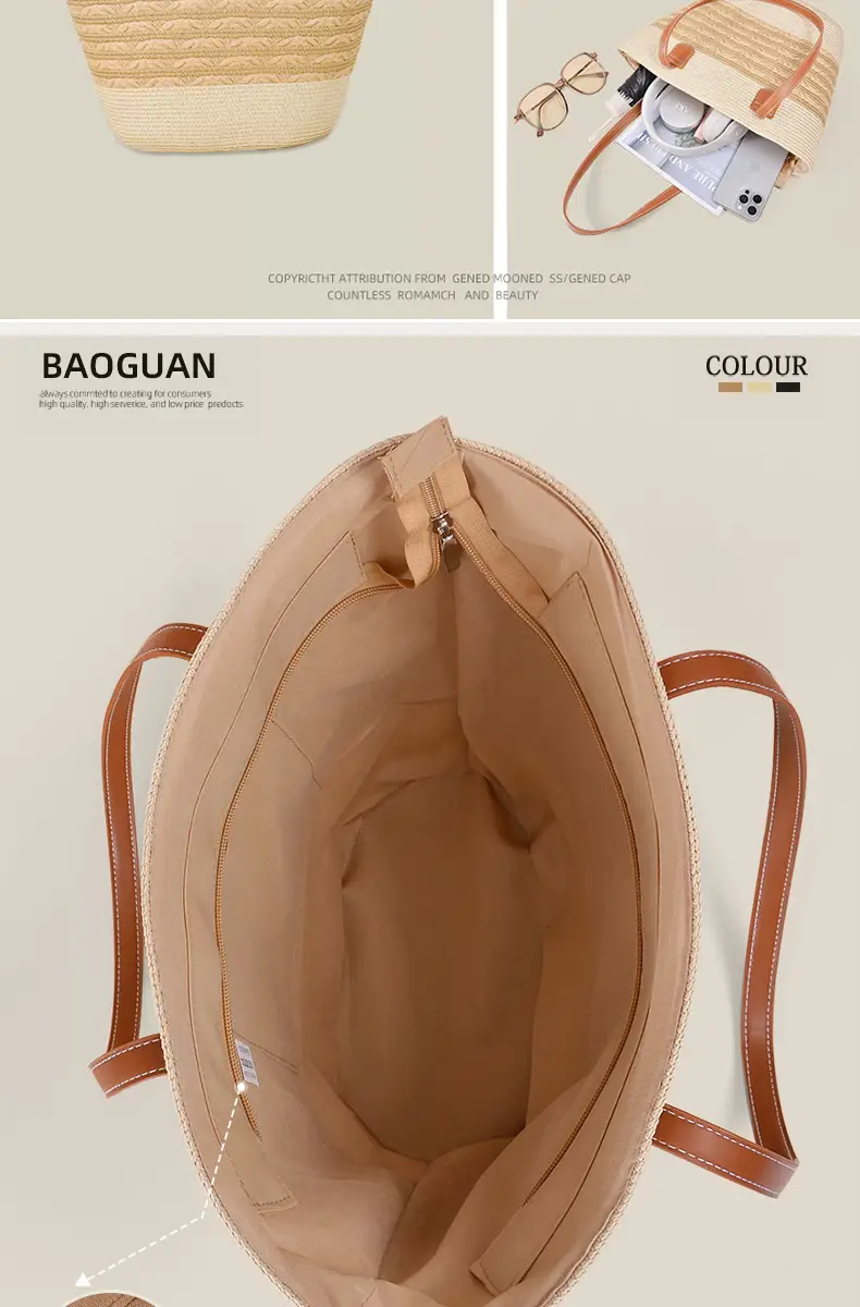 Large Straw Bag for Women Commuter Tote Bag — feature 7