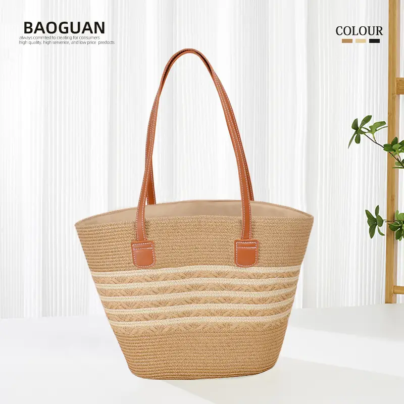 Large Straw Bag for Women Commuter Tote Bag - Image 2