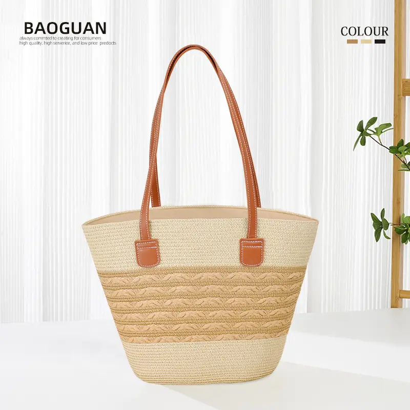 Large Straw Bag for Women Commuter Tote Bag - Image 3