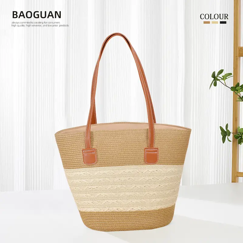 Large Straw Bag for Women Commuter Tote Bag - Image 4
