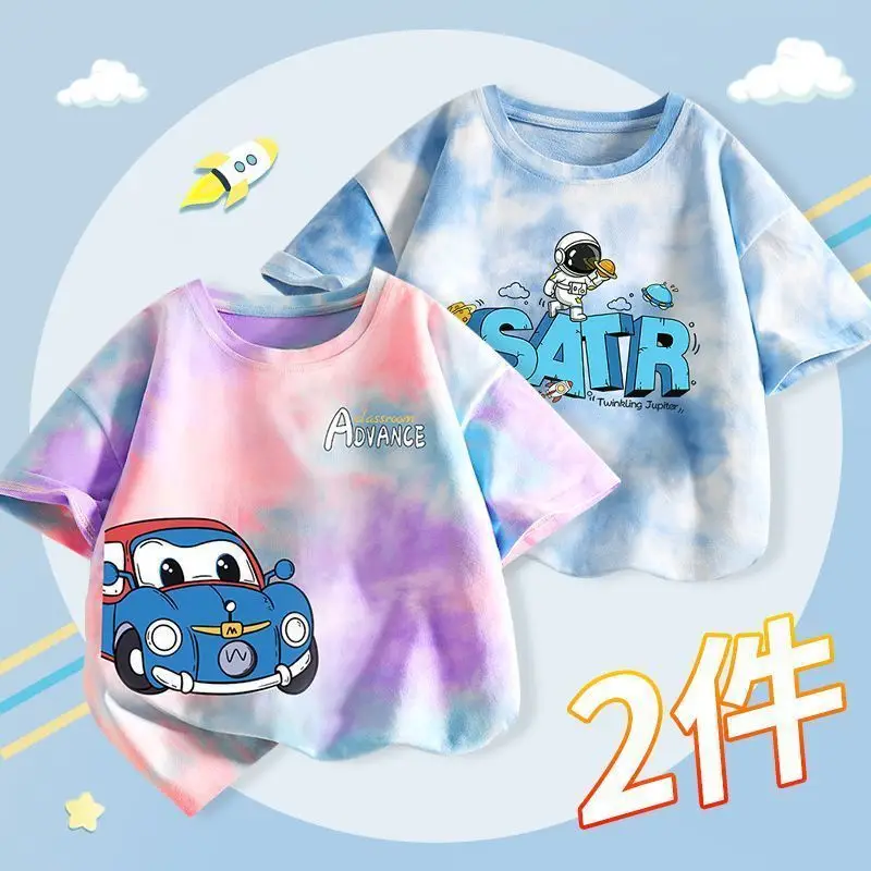 Boys Tie-Dye T-Shirt 2025 Summer Short Sleeve