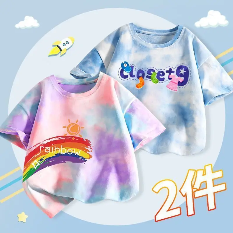 Boys Tie-Dye T-Shirt 2025 Summer Short Sleeve