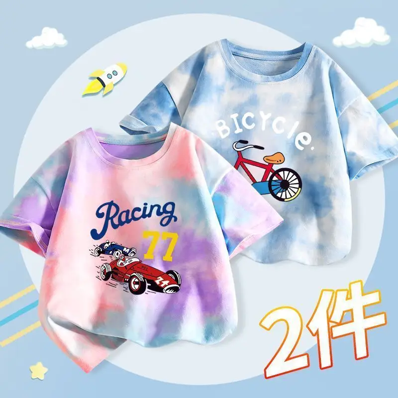 Boys Tie-Dye T-Shirt 2025 Summer Short Sleeve