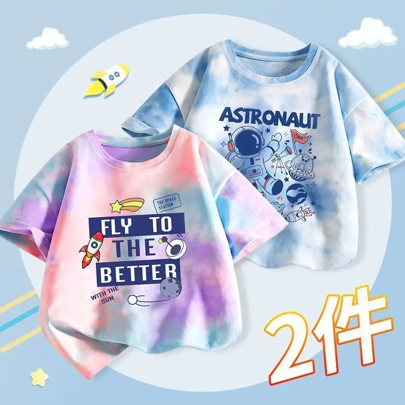 Boys Tie-Dye T-Shirt 2025 Summer Short Sleeve