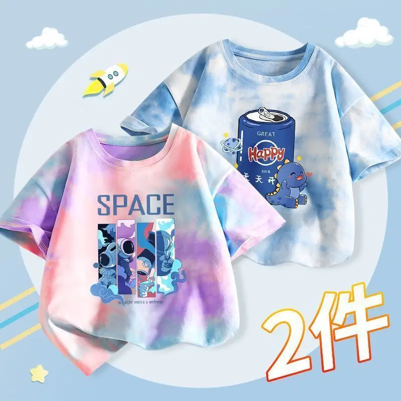 Boys Tie-Dye T-Shirt 2025 Summer Short Sleeve