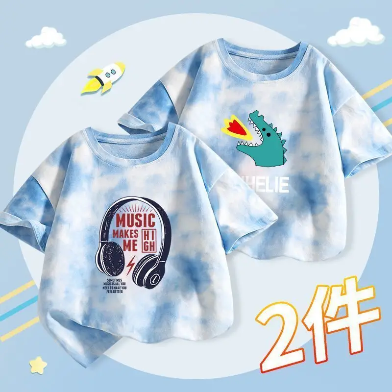 Boys Tie-Dye T-Shirt 2025 Summer Short Sleeve