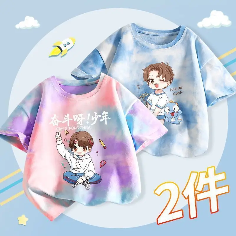 Boys Tie-Dye T-Shirt 2025 Summer Short Sleeve