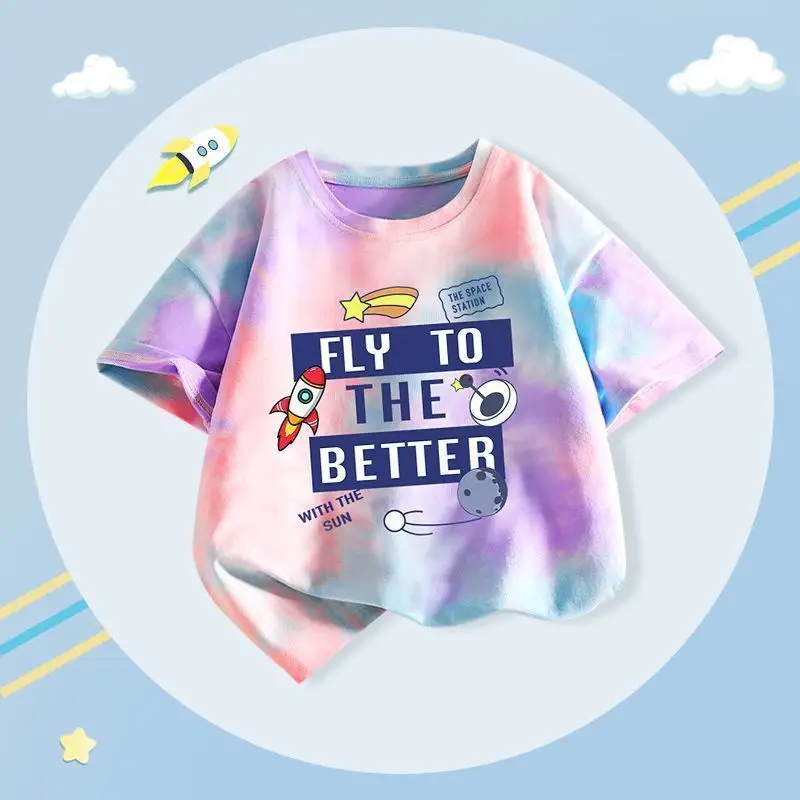 Boys Tie-Dye T-Shirt 2025 Summer Short Sleeve