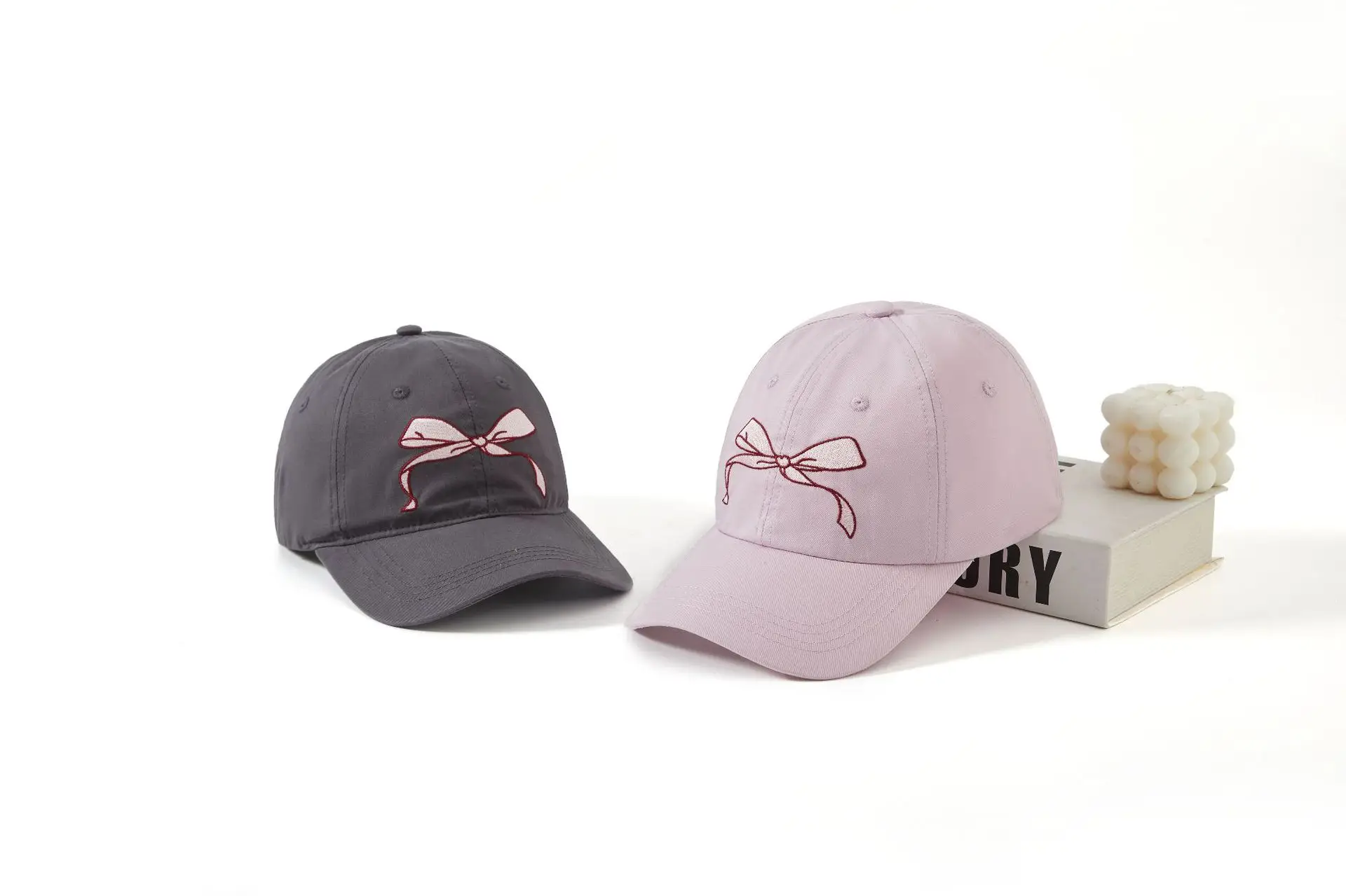 Black Bow Embroidered Baseball Cap for Girls — feature 4