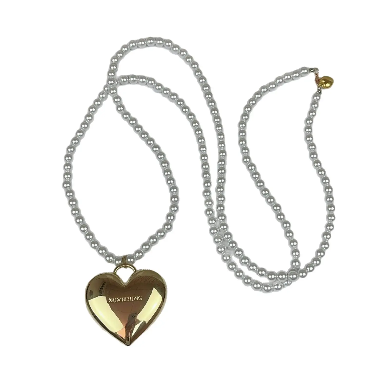 Vintage Heart Pearl Necklace with Heart Pendant