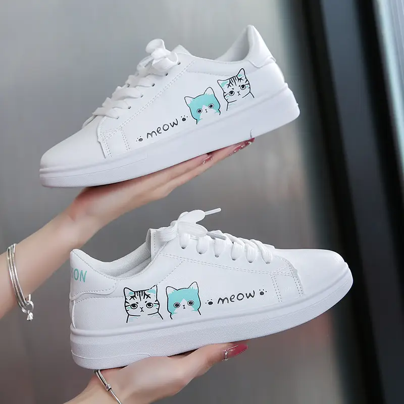 Kitty White Shoes Women 2025 Spring and Summer New Korean Style Flat Shoes Casual Shoes Cartoon Breathable Student sneaker
