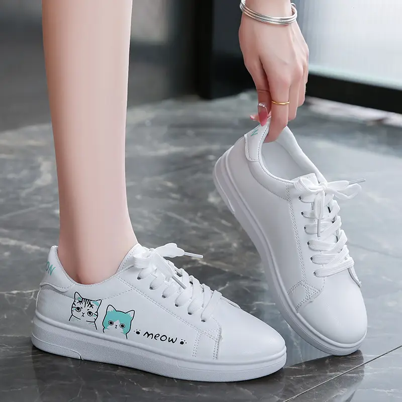 Kitty White Shoes Women 2025 Spring and Summer New Korean Style Flat Shoes Casual Shoes Cartoon Breathable Student sneaker