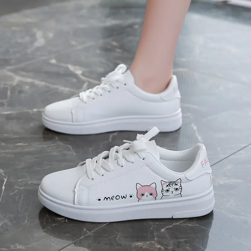 Kitty White Shoes Women 2025 Spring and Summer New Korean Style Flat Shoes Casual Shoes Cartoon Breathable Student sneaker
