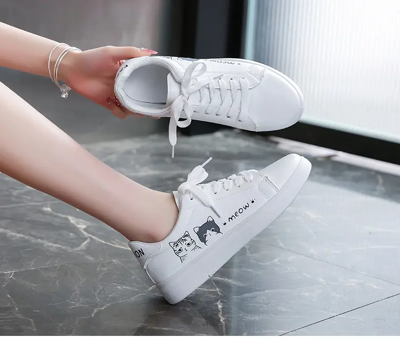 Kitty White Shoes Women 2025 Spring and Summer New Korean Style Flat Shoes Casual Shoes Cartoon Breathable Student sneaker — feature 15