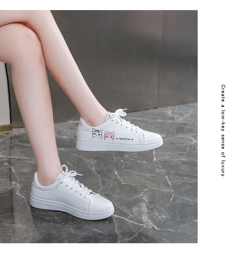 Kitty White Shoes Women 2025 Spring and Summer New Korean Style Flat Shoes Casual Shoes Cartoon Breathable Student sneaker — feature 18