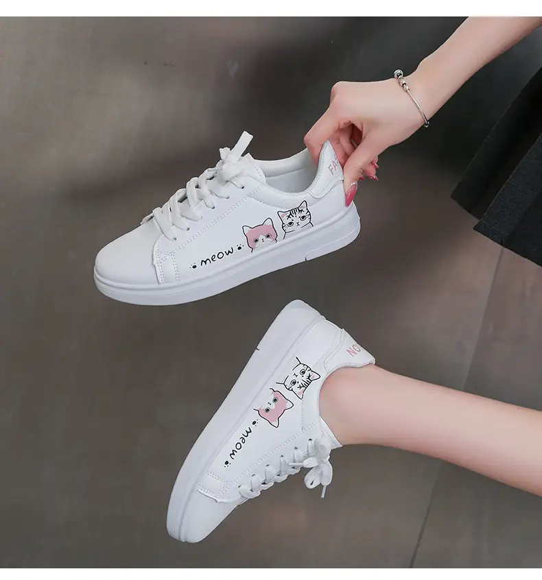 Kitty White Shoes Women 2025 Spring and Summer New Korean Style Flat Shoes Casual Shoes Cartoon Breathable Student sneaker — feature 19