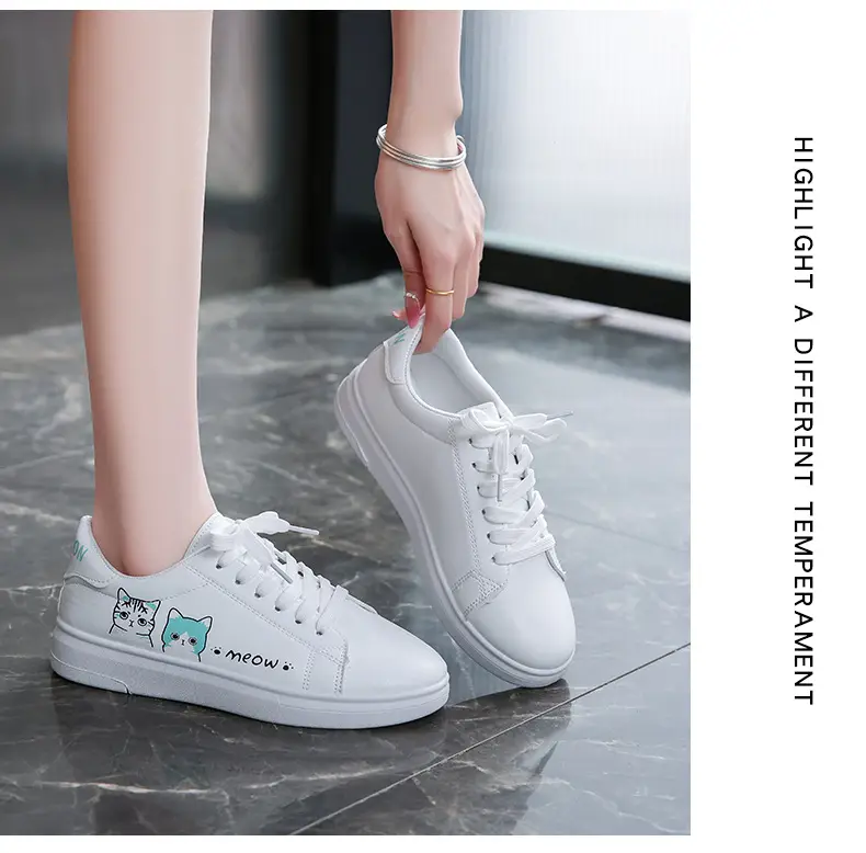 Kitty White Shoes Women 2025 Spring and Summer New Korean Style Flat Shoes Casual Shoes Cartoon Breathable Student sneaker — feature 21