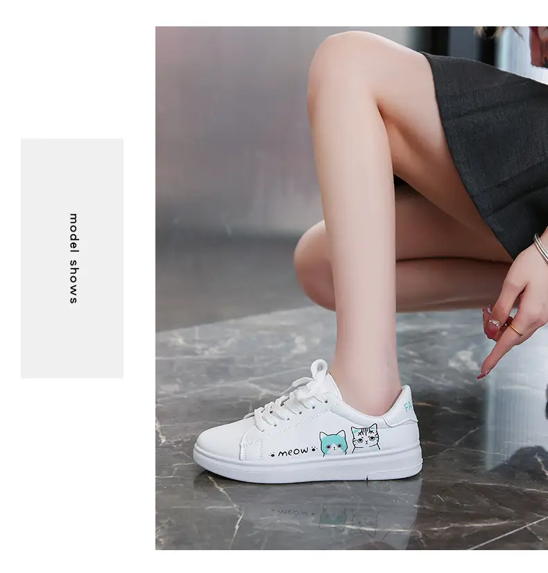 Kitty White Shoes Women 2025 Spring and Summer New Korean Style Flat Shoes Casual Shoes Cartoon Breathable Student sneaker — feature 22