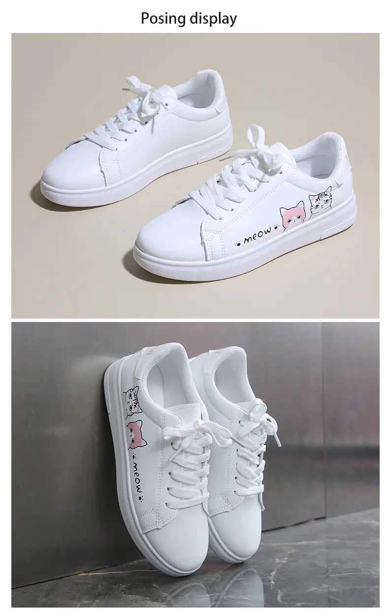Kitty White Shoes Women 2025 Spring and Summer New Korean Style Flat Shoes Casual Shoes Cartoon Breathable Student sneaker — feature 24