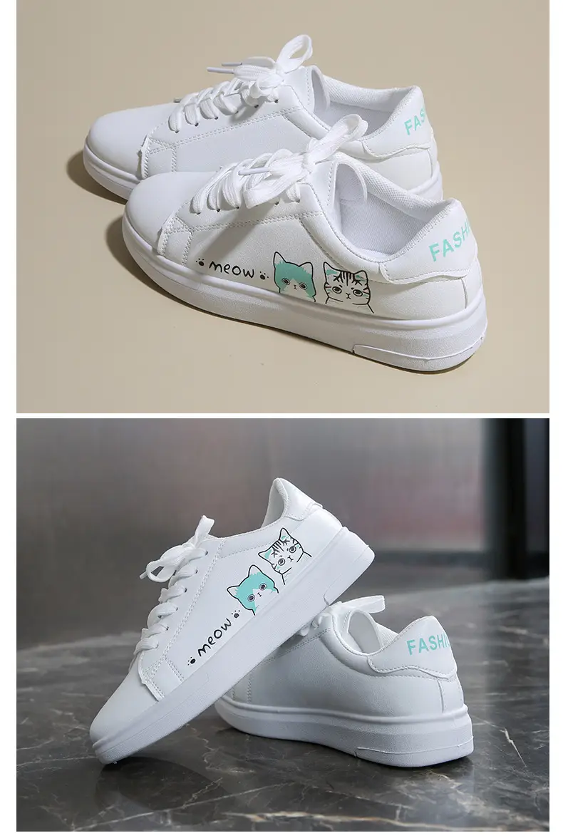 Kitty White Shoes Women 2025 Spring and Summer New Korean Style Flat Shoes Casual Shoes Cartoon Breathable Student sneaker — feature 25