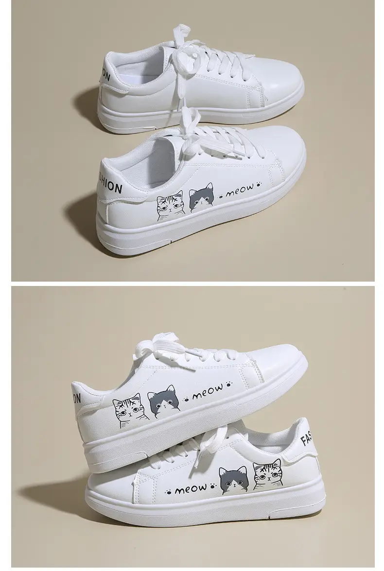 Kitty White Shoes Women 2025 Spring and Summer New Korean Style Flat Shoes Casual Shoes Cartoon Breathable Student sneaker — feature 26