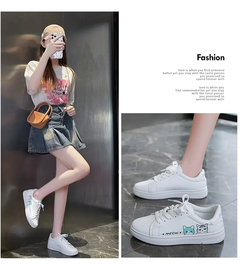 Kitty White Shoes Women 2025 Spring and Summer New Korean Style Flat Shoes Casual Shoes Cartoon Breathable Student sneaker — feature 6