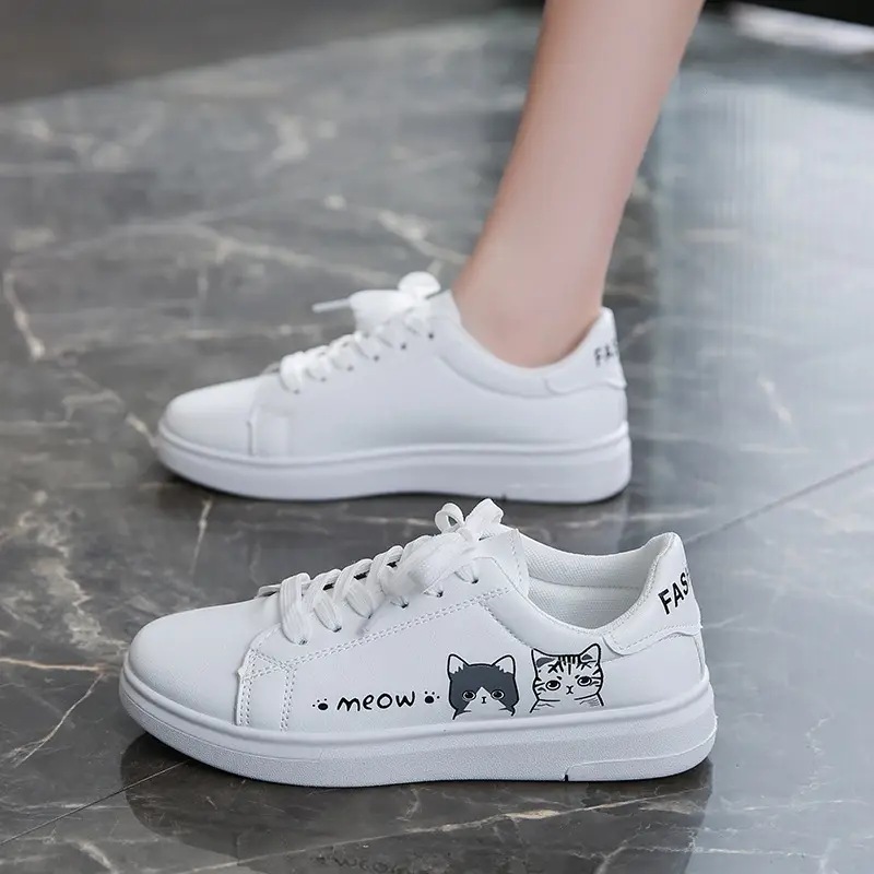 Kitty White Shoes Women 2025 Spring and Summer New Korean Style Flat Shoes Casual Shoes Cartoon Breathable Student sneaker