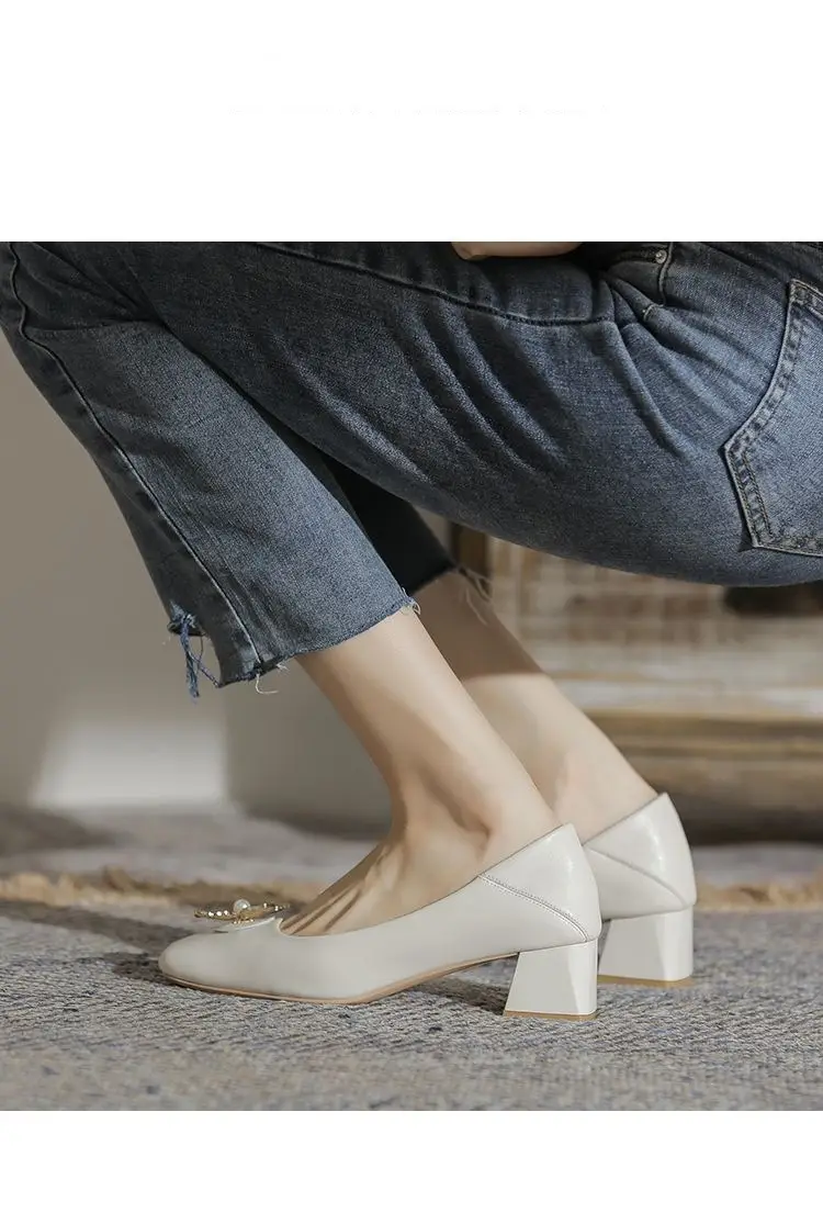 Evening Breeze Gentle Single Shoes for Women, Square Toe, Chunky Heel, Comfortable and Not Tiring for the Feet, 2026 Spring and Autumn, Shallow Mouth, Comfortable, Elegant, Mid-Heel Shoes — feature 6