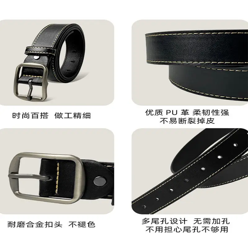 Men Black Pin Buckle Belt Casual Wear - Image 5