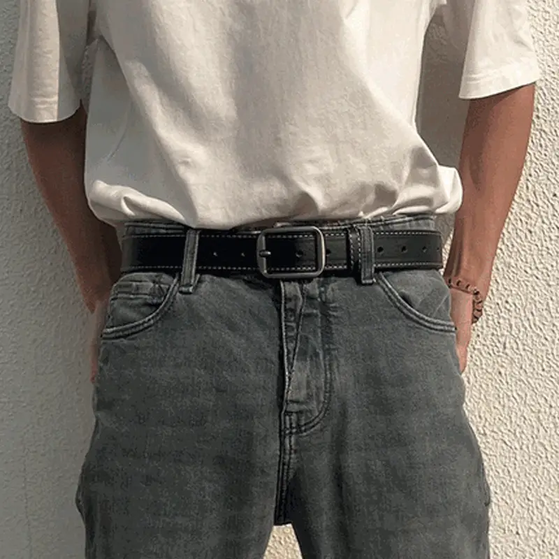 Men Black Pin Buckle Belt Casual Wear - Image 6