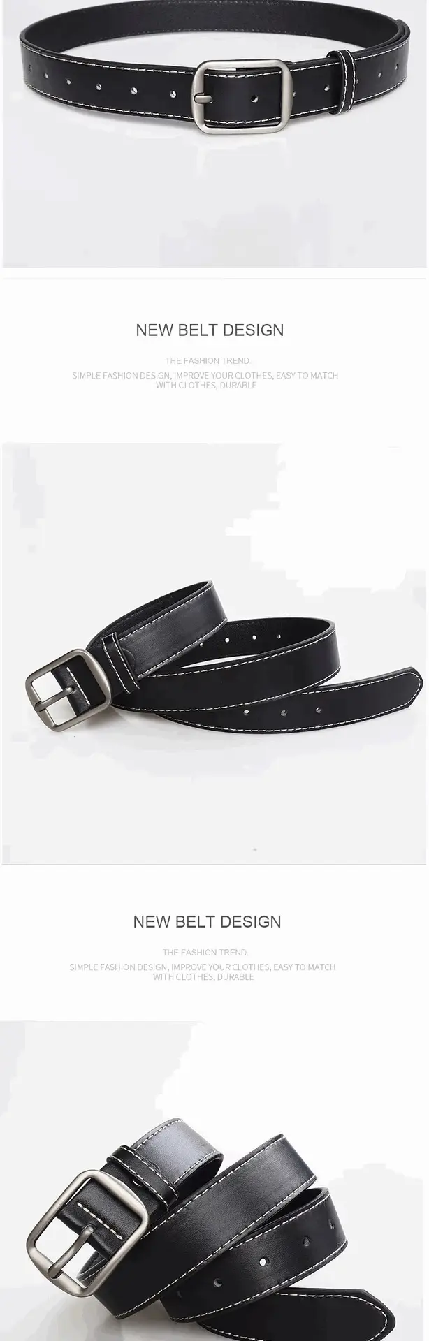 Men Black Pin Buckle Belt Casual Wear — feature 6