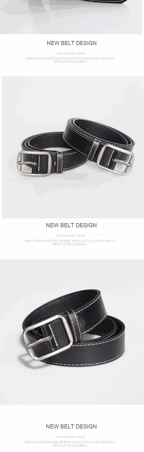 Men Black Pin Buckle Belt Casual Wear — feature 7