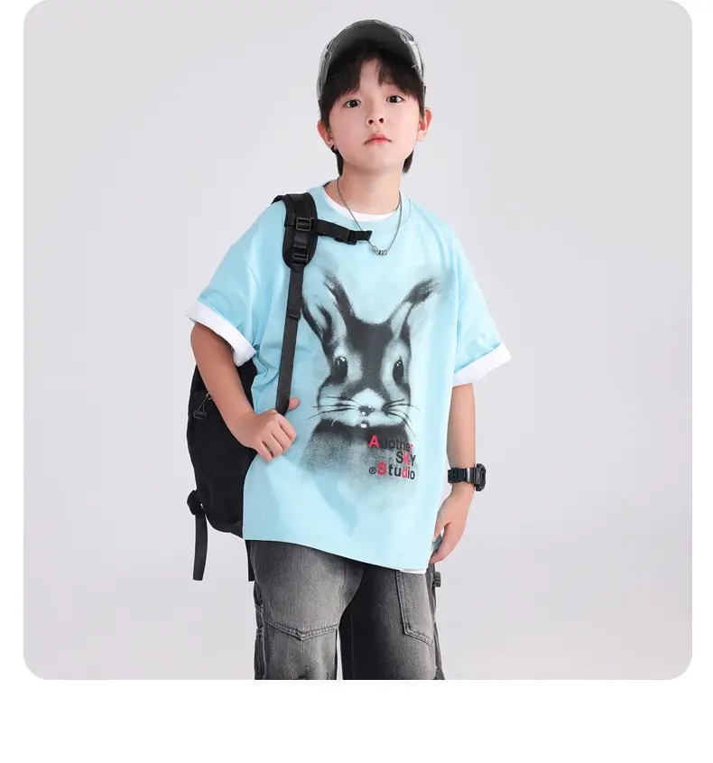 Boys Cotton Cartoon T-Shirt 2026 Summer Loose Fit — feature 15