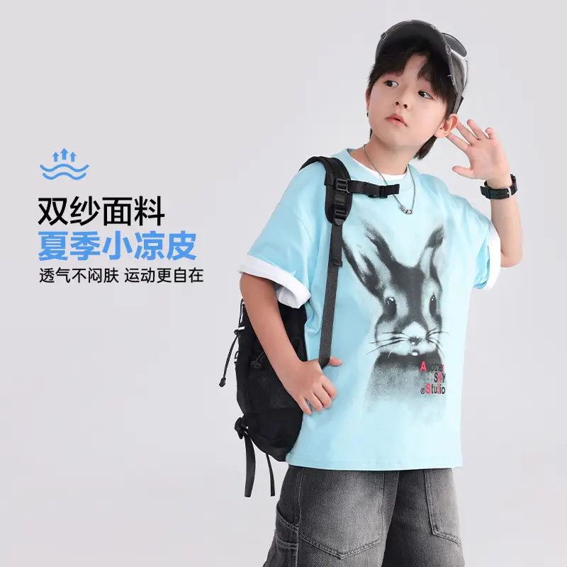 Boys Cotton Cartoon T-Shirt 2026 Summer Loose Fit