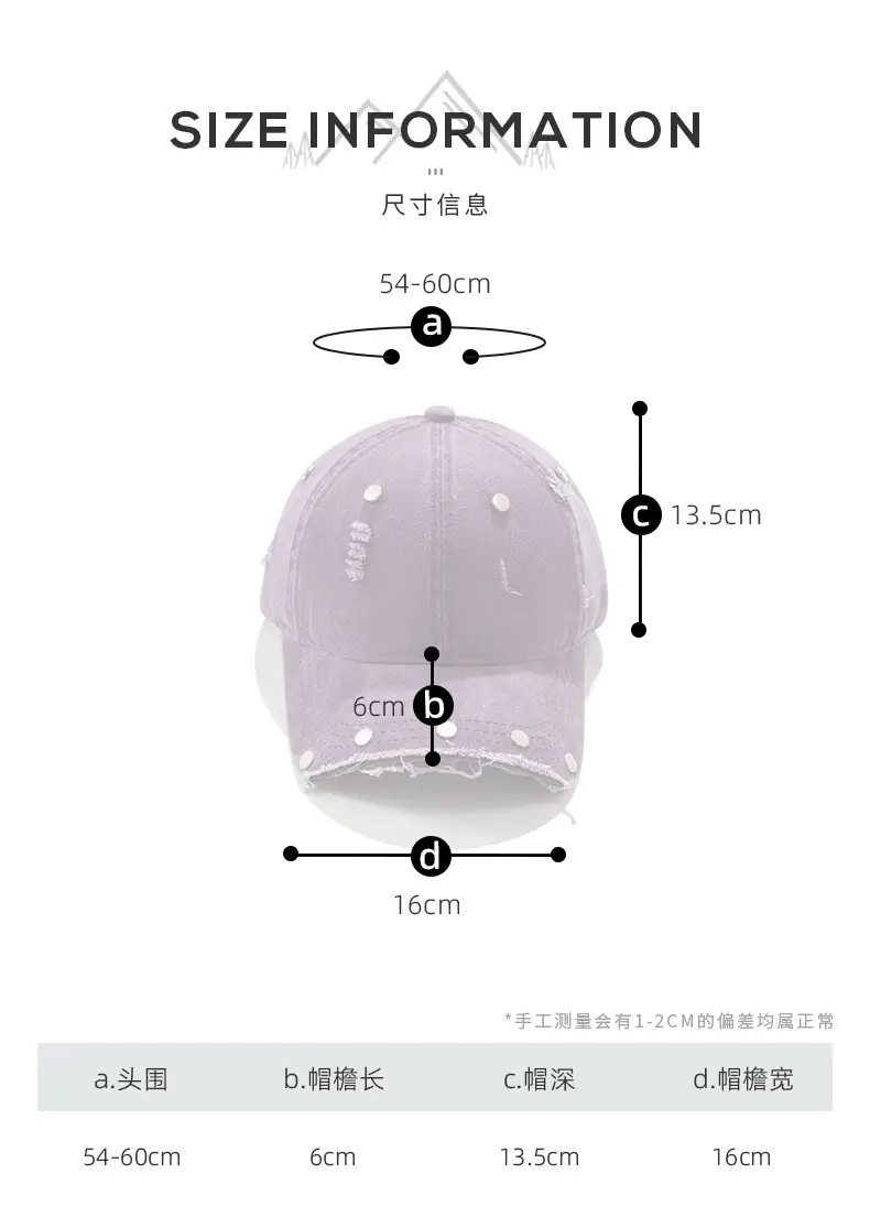 Purple Distressed Brim Baseball Cap with Rivets — feature 3