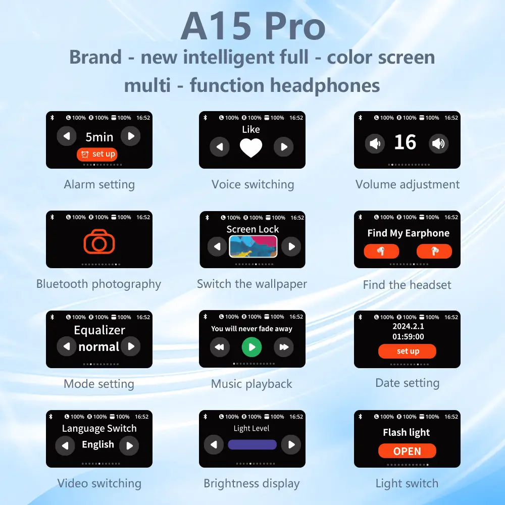 A15 Pro Bluetooth Headset with Long Battery Life & Noise Reduction