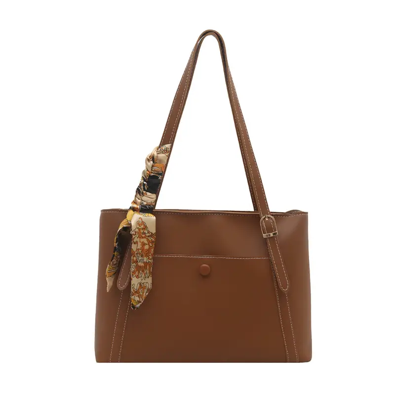 Women's Large Capacity Underarm Bag Brown Leather
