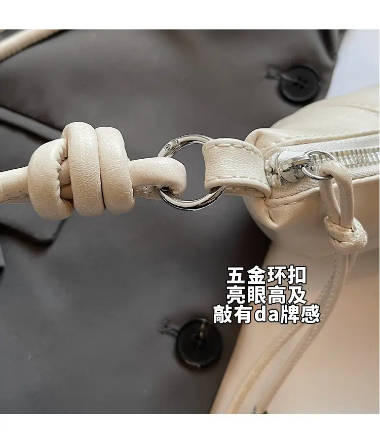 Women's Yellow Leather Shoulder Bag with Doll Keychain — feature 5