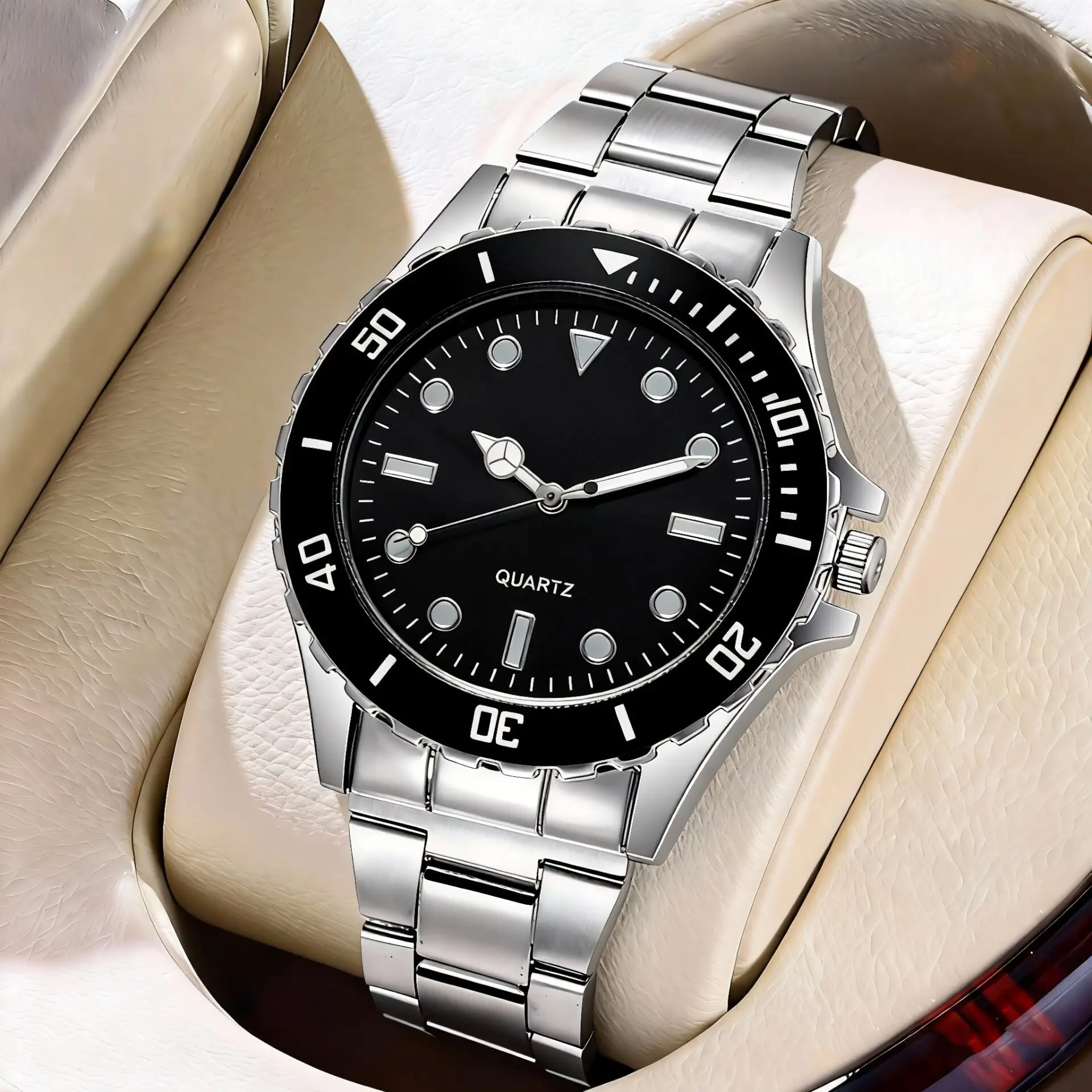 Men's Blue Quartz Watch with Steel Belt - Image 8