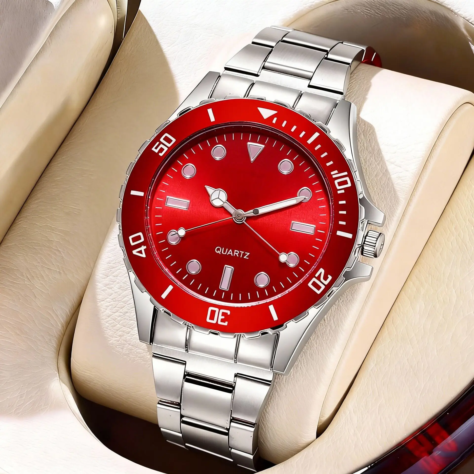 Men's Blue Quartz Watch with Steel Belt - Image 2