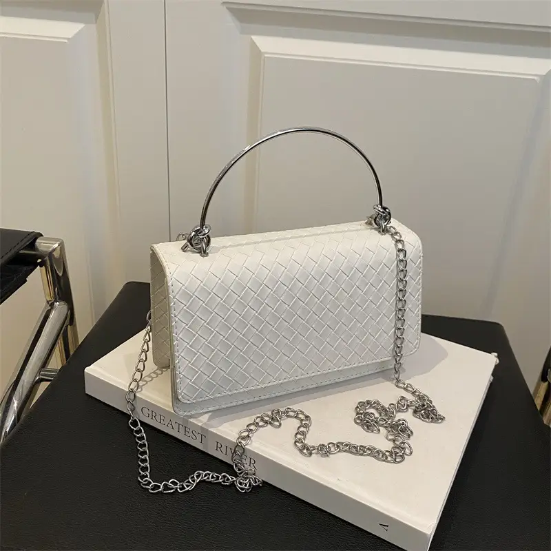 White Quilted Shoulder Bag with Chain for Women
