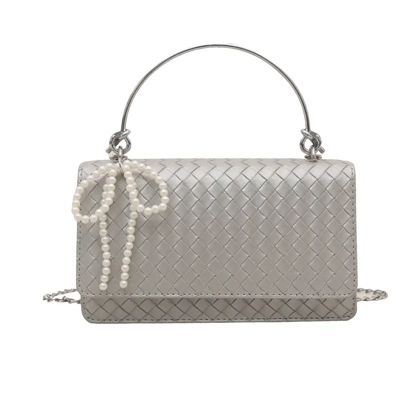 White Quilted Shoulder Bag with Chain for Women