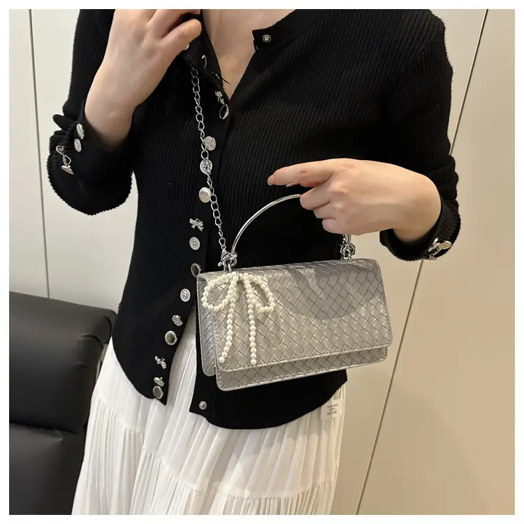 White Quilted Shoulder Bag with Chain for Women — feature 13