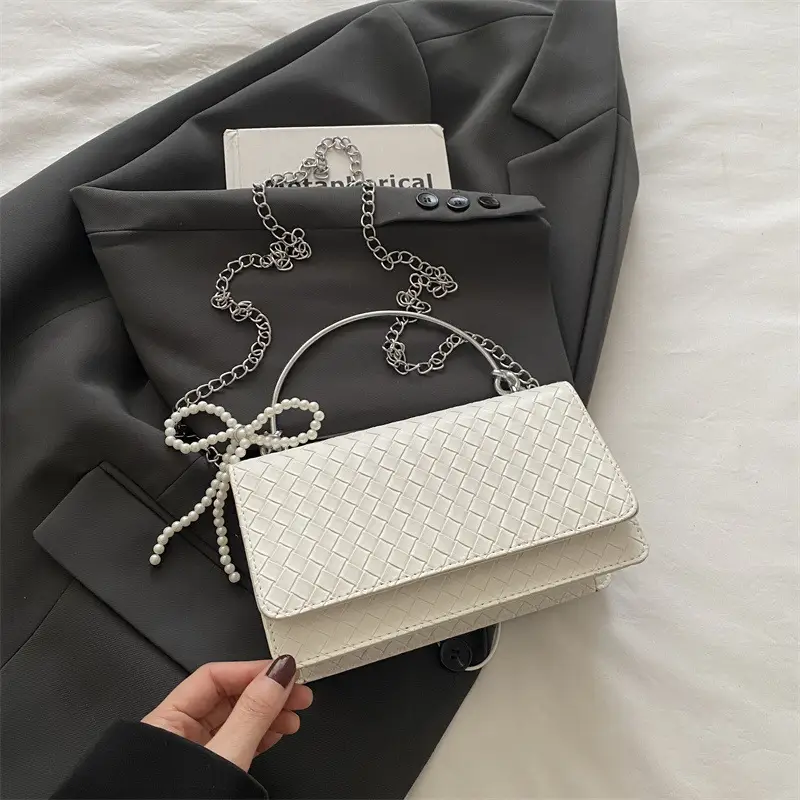 White Quilted Shoulder Bag with Chain for Women