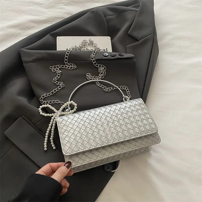 White Quilted Shoulder Bag with Chain for Women