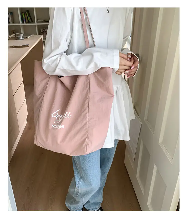 Women Canvas Tote Bag Pink 2025 Summer Large Capacity — feature 18