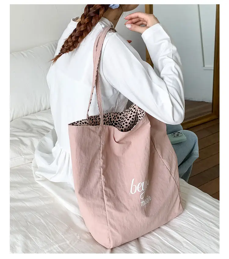 Women Canvas Tote Bag Pink 2025 Summer Large Capacity — feature 19